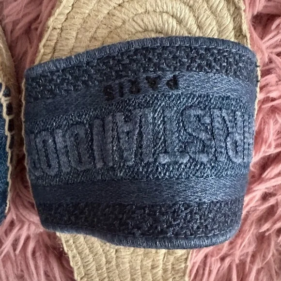 Dior Navy and Beige Espadrille Sandals - Picture 2 of 6